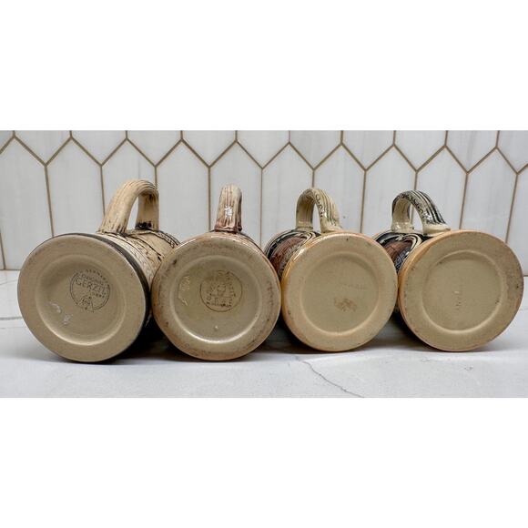 Four Vintage Short‎ German Beer Steins, 2 marked Original Gerzit, West Germany - Picture 4 of 5